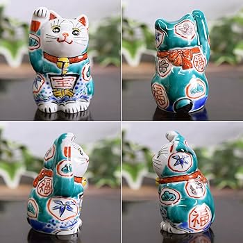 Amazon.co.jp: 和座の蔵 おしゃれ 置物 陶器 九谷焼 右手 招き猫